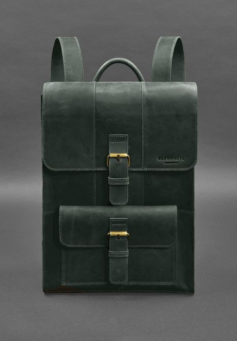 Фото Кожаный рюкзак Brit зеленый Crazy Horse (BN-BAG-47-iz)