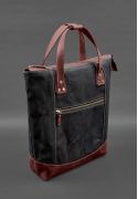 Фото Сумка-рюкзак з канвасу та натуральної бордової шкіри (BN-BAG-54-vin-kr)