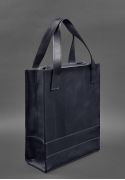 Фото Шкіряна жіноча сумка шоппер Бэтси темно-синій краст BlankNote (BN-BAG-10-navy-blue)