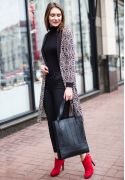 Фото Кожаная женская сумка шоппер Бэтси черная