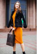 Фото Кожаная женская сумка шоппер Бэтси темно-коричневая