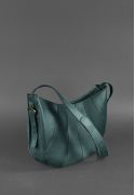 Фото Кожаная женская сумка Круассан зеленая
