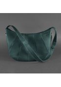 Фото Кожаная женская сумка Круассан зеленая