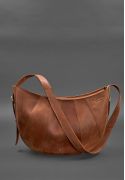 Фото Кожаная женская сумка Круассан светло-коричневая