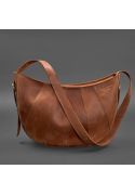 Фото Кожаная женская сумка Круассан светло-коричневая