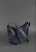 Фото Кожаная женская сумка Круассан синяя