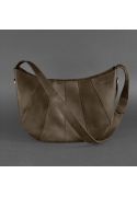 Фото Кожаная женская сумка Круассан темно-коричневая