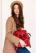 Фото Кожаный женский рюкзак Олсен красный