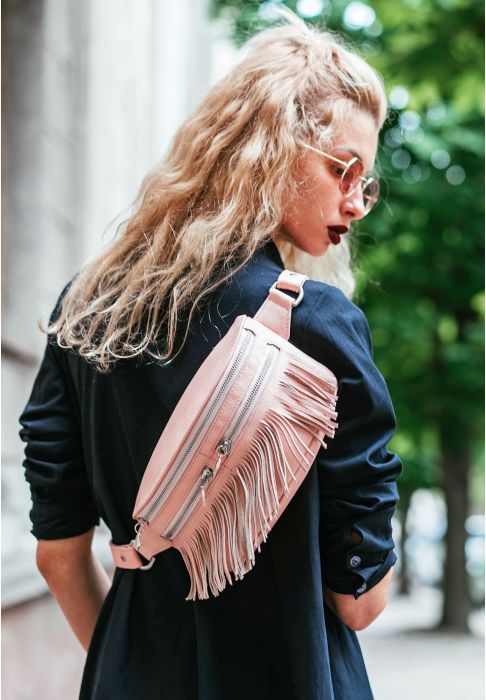 Шкіряна жіноча сумка на пояс Spirit рожева