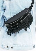 Фото Кожаная женская сумка на пояс Spirit черная