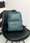 Фото Кожаный женский городской рюкзак на молнии Cooper зеленый краст (BN-BAG-19-malachite)