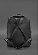 Фото Кожаный женский городской рюкзак на молнии Cooper черный флотар ( BN-BAG-19-onyx )