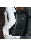 Фото Кожаный женский городской рюкзак на молнии Cooper черный
