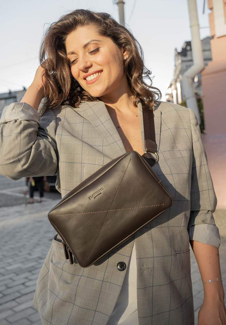 Фото Кожаная поясная сумка Dropbag Maxi темно-коричневая (BN-BAG-20-choko)