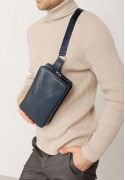 Фото Кожаная поясная сумка Dropbag Maxi темно-синяя