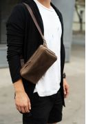Фото Кожаная поясная сумка Dropbag Maxi темно-коричневая