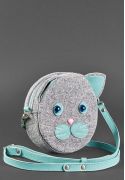 Фото Фетровая детская сумка Miss Kitty с кожаными бирюзовыми вставками