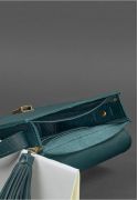 Фото Кожаная женская бохо-сумка Лилу зеленая