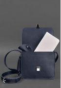 Фото Кожаная женская бохо-сумка Лилу темно-синяя