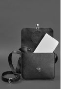 Фото Кожаная женская бохо-сумка Лилу черная