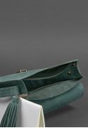 Фото Кожаная женская бохо-сумка Лилу зеленая