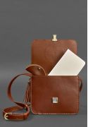 Фото Кожаная женская бохо-сумка Лилу светло-коричневая