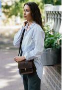 Фото Кожаная женская бохо-сумка Лилу темно-коричневая