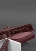 Фото Кожаная женская бохо-сумка Лилу бордовая Krast