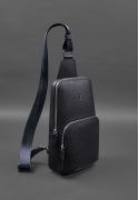 Фото Шкіряний чоловічий рюкзак (сумка-слінг) на одне плече синій Saffiano (BN-BAG-49-bw-navy)