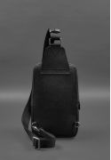 Фото Кожаный мужской рюкзак (сумка-слинг) на одно плечо черный Saffiano (BN-BAG-49-bw)