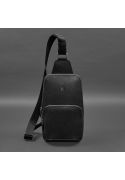 Фото Кожаный мужской рюкзак (сумка-слинг) на одно плечо черный Saffiano (BN-BAG-49-bw)