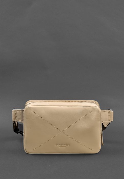 Кожаная женская поясная сумка Dropbag Mini светло-бежевая