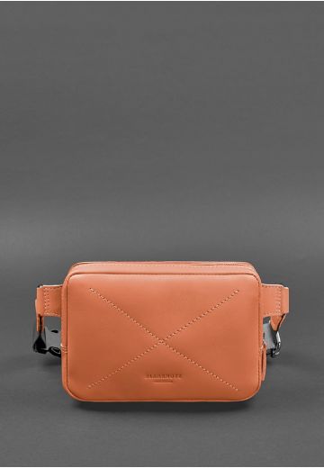 Кожаная женская поясная сумка Dropbag Mini коралловая