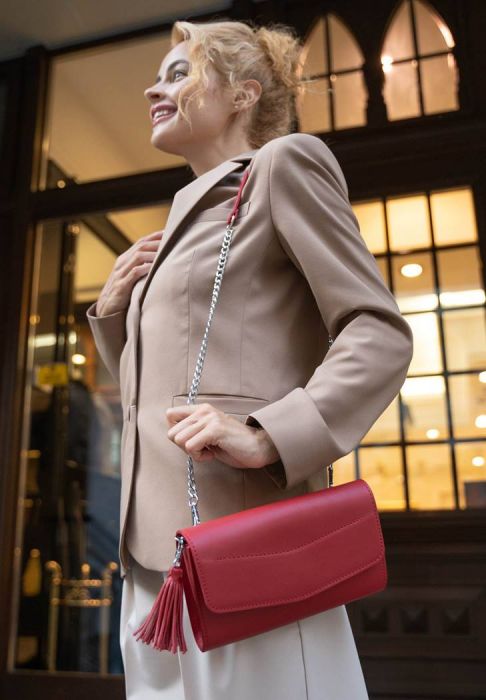 Жіноча шкіряна сумка Еліс червона Краст