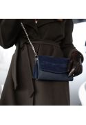 Фото Женская кожаная сумка Элис синяя Велюр