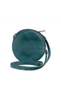 Фото Кожаная круглая женская сумка Бон-Бон зеленая