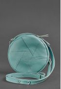 Фото Кожаная круглая женская сумка Бон-Бон бирюзовая