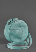 Фото Кожаная круглая женская сумка Бон-Бон бирюзовая