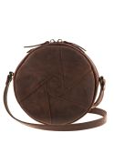 Фото Кожаная круглая женская сумка Бон-Бон темно-коричневая