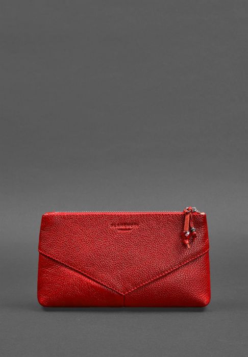 Фото Женская кожаная косметичка красная