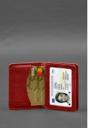 Фото Кожаная обложка для водительского удостоверения, ID и пластиковых карт 2.0 красный (BN-KK-2-red)