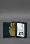 Фото Кожаная обложка для водительского удостоверения, ID и пластиковых карт 2.0 зеленая (BN-KK-2-malachite)