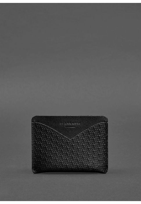 Шкіряна візитниця 5.0 чорна Карбон