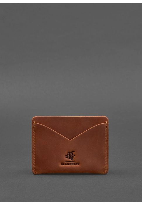 Кожаная визитница 5.0 светло-коричневая Crazy Horse