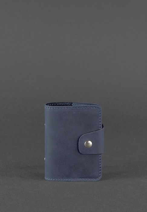 Шкіряний кард-кейс 7.1 (Книжечка) синій