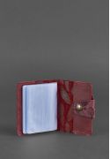Фото Женский кожаный кард-кейс 7.1 (Книжечка) бордовый с перьями