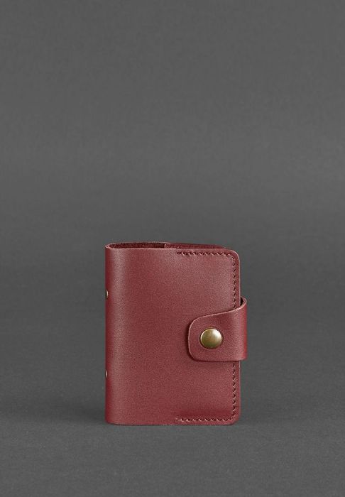 Жіночий шкіряний кард-кейс 7.1 (Книжечка) бордовий