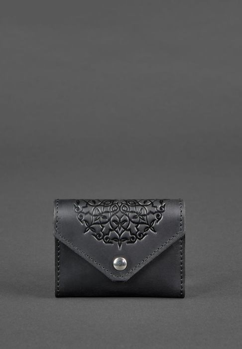 Шкіряний жіночої кард-кейс 3.0 чорний з мандалою