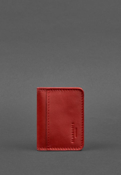 Кожаная обложка для ID-паспорта и водительских прав 4.1 красная с гербом Украины