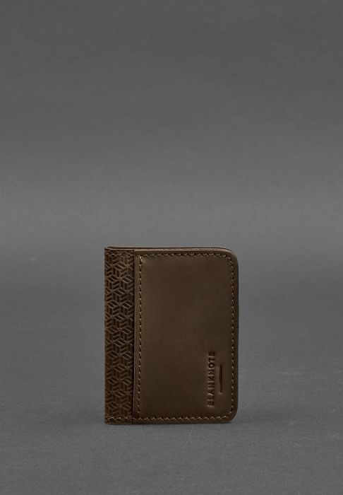 Мужская кожаная обложка для ID-паспорта и водительских прав 4.0 Карбон темно-коричневый Crazy Horse